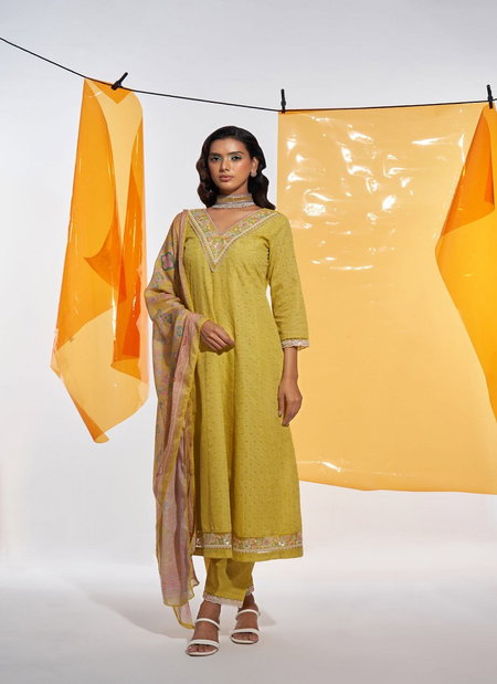 TEW Yellow Colour Cotton Digital Print With Embroidery And Khatli Work Kurti With Bottom Dupatta Wholesale Suppliers In India